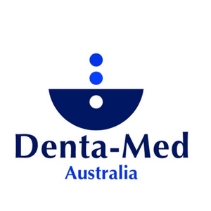 Denta-Med Australia (Oral Care Australia Pty Ltd)'s logo., including a dark blue hemisphere below two blue dots, overlayed with a white dot. Click to go to Denta-Med Australia's website.