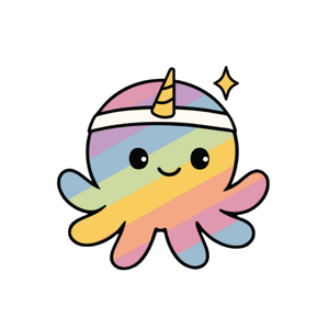 indi logo, with a rainbow cartoon octopus wearing a headband with a unicorn horn, a sparkle near it. Click to go to indi's website.